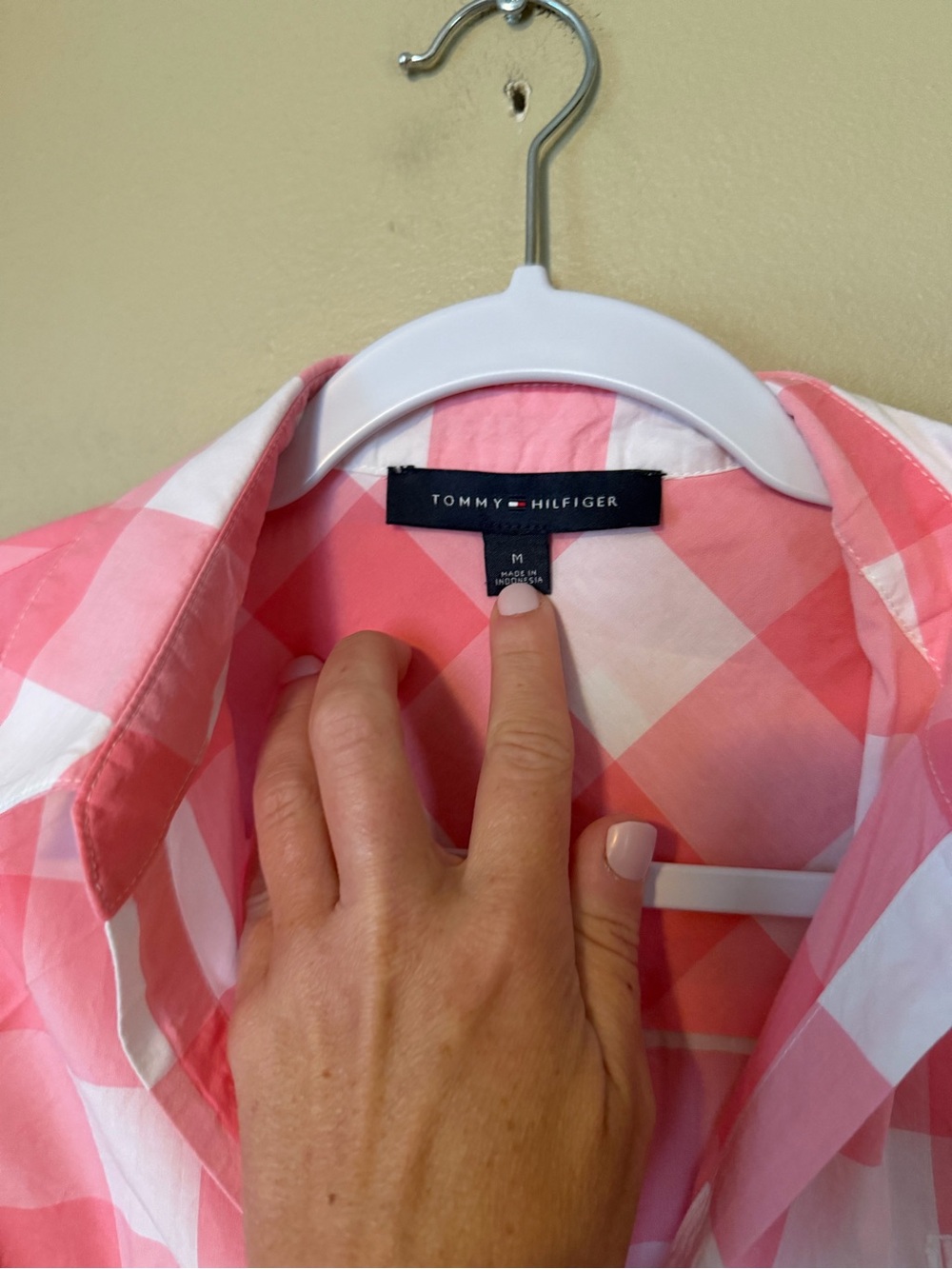 Tommy Hilfiger Pink and White Gingham Button-Down Shirt Dress - Picture 4 of 8